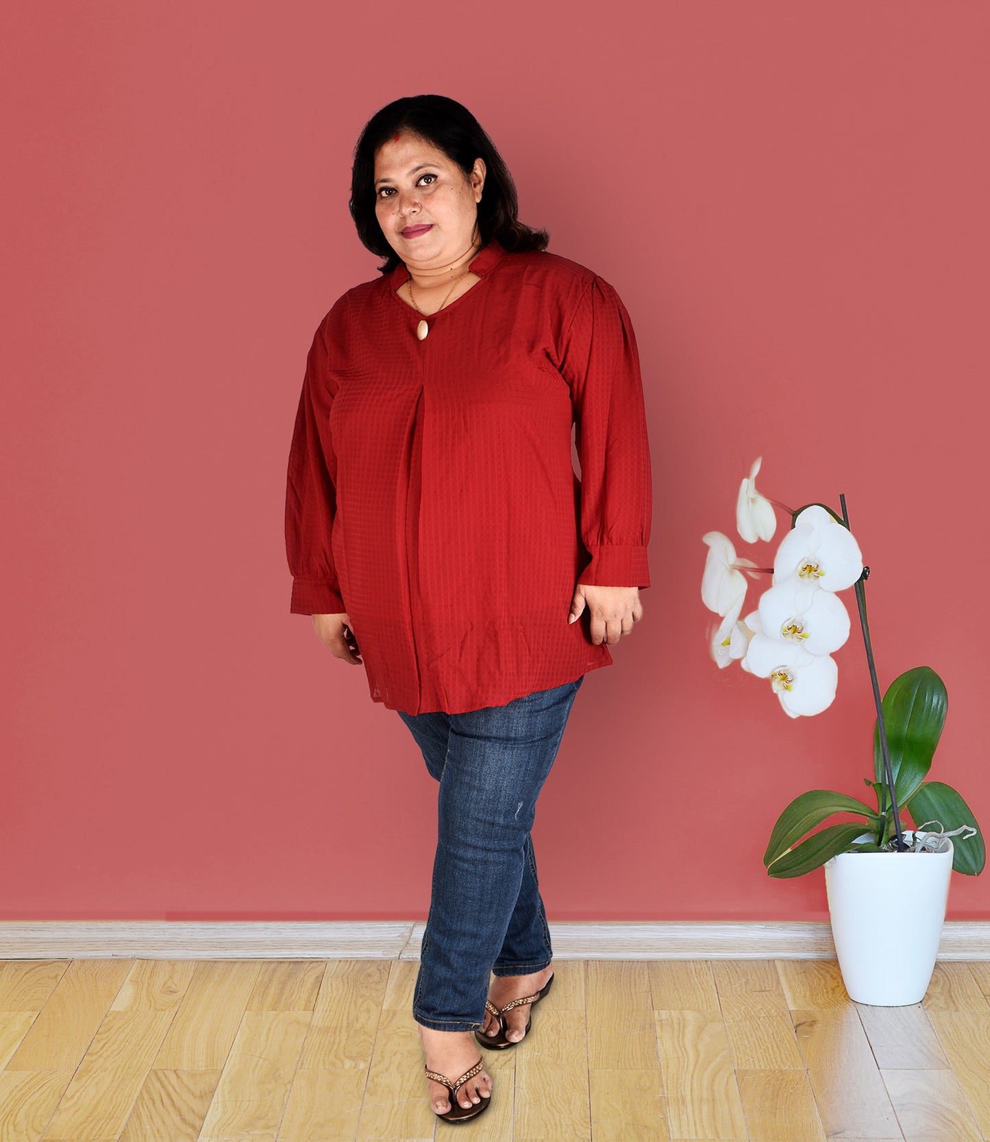 Red Plus Size Western Top