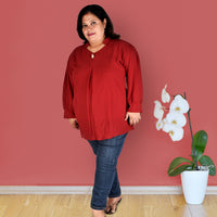 Red Plus Size Western Top