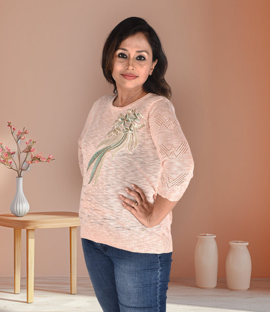 Peach Imported Lycra Western Top