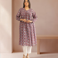 Plus Size Red Cotton Ethnic Motifs A-Line Kurta