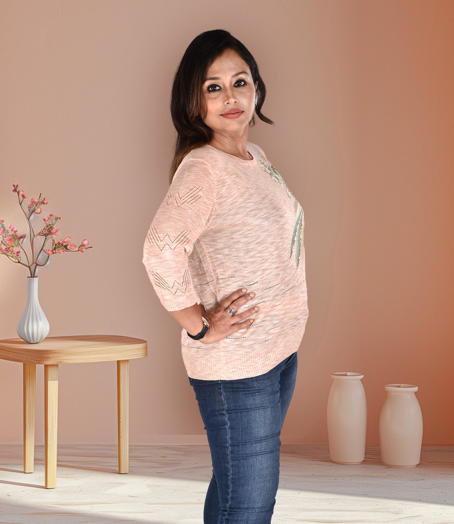 Peach Imported Lycra Western Top