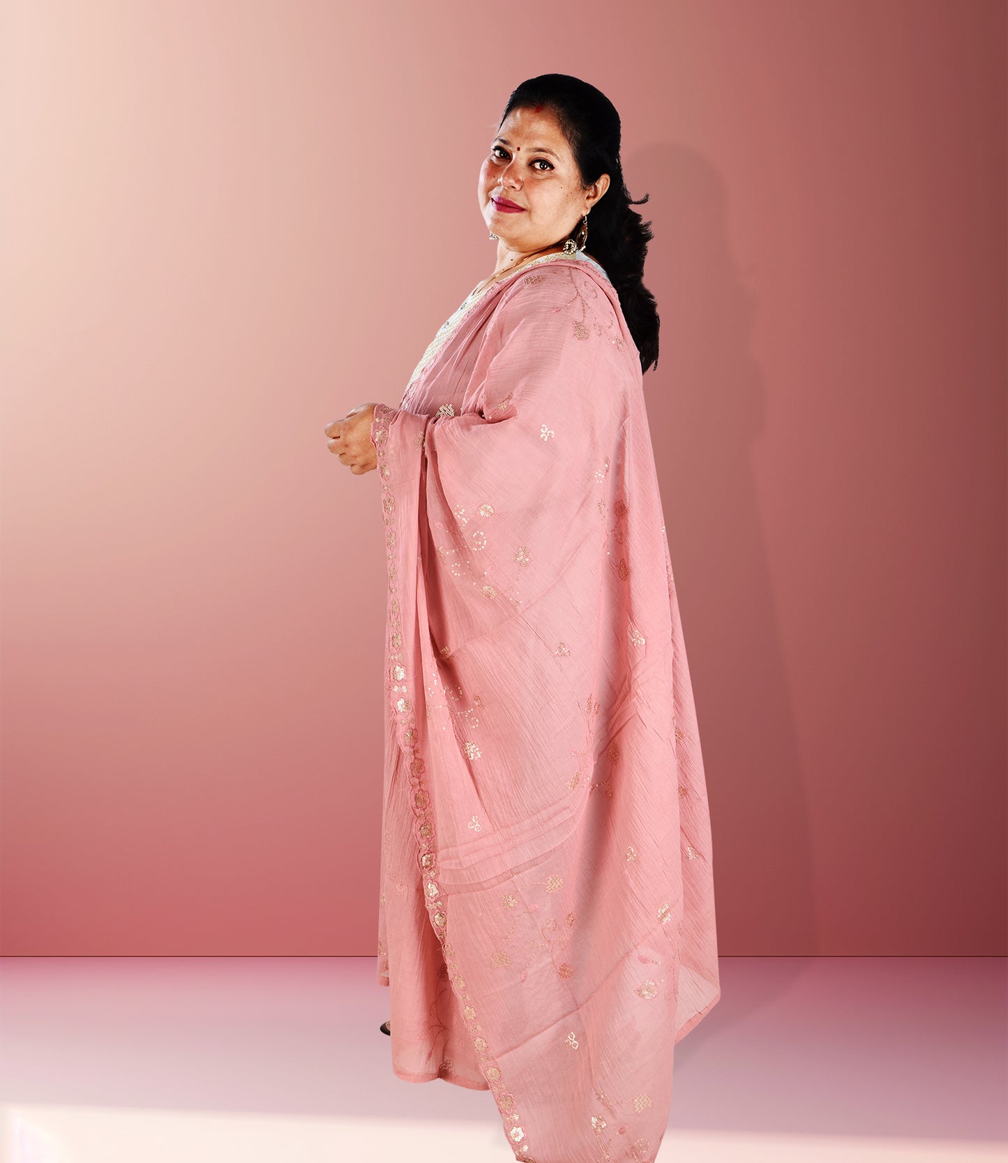 Sea Blue Modal Silk Embroidery Kurta with Trousers and Dupatta