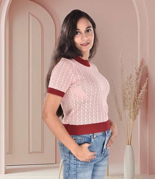 Peach Knitted Crop Top