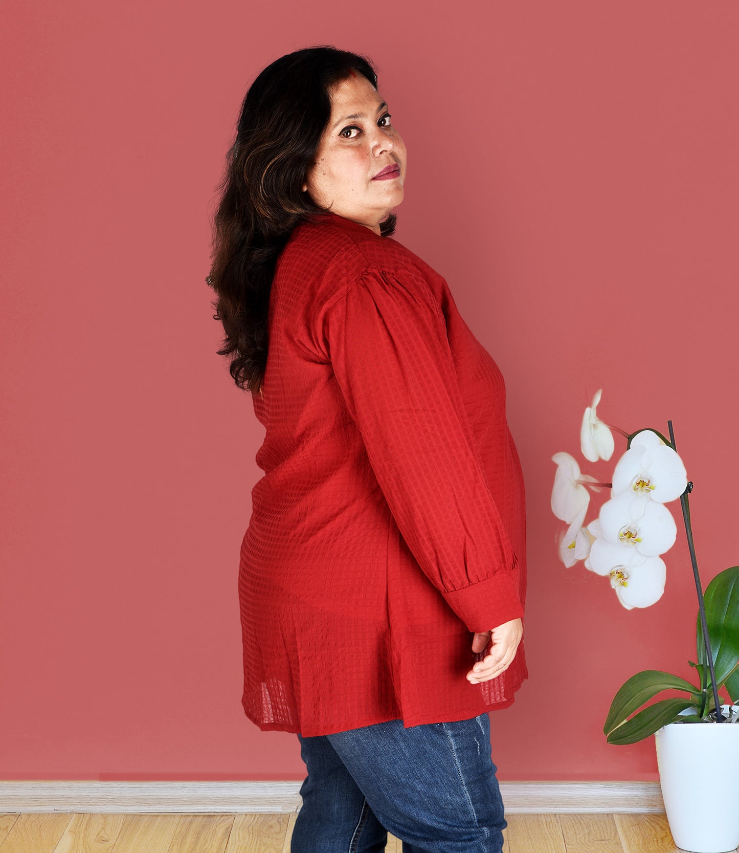 Red Plus Size Western Top