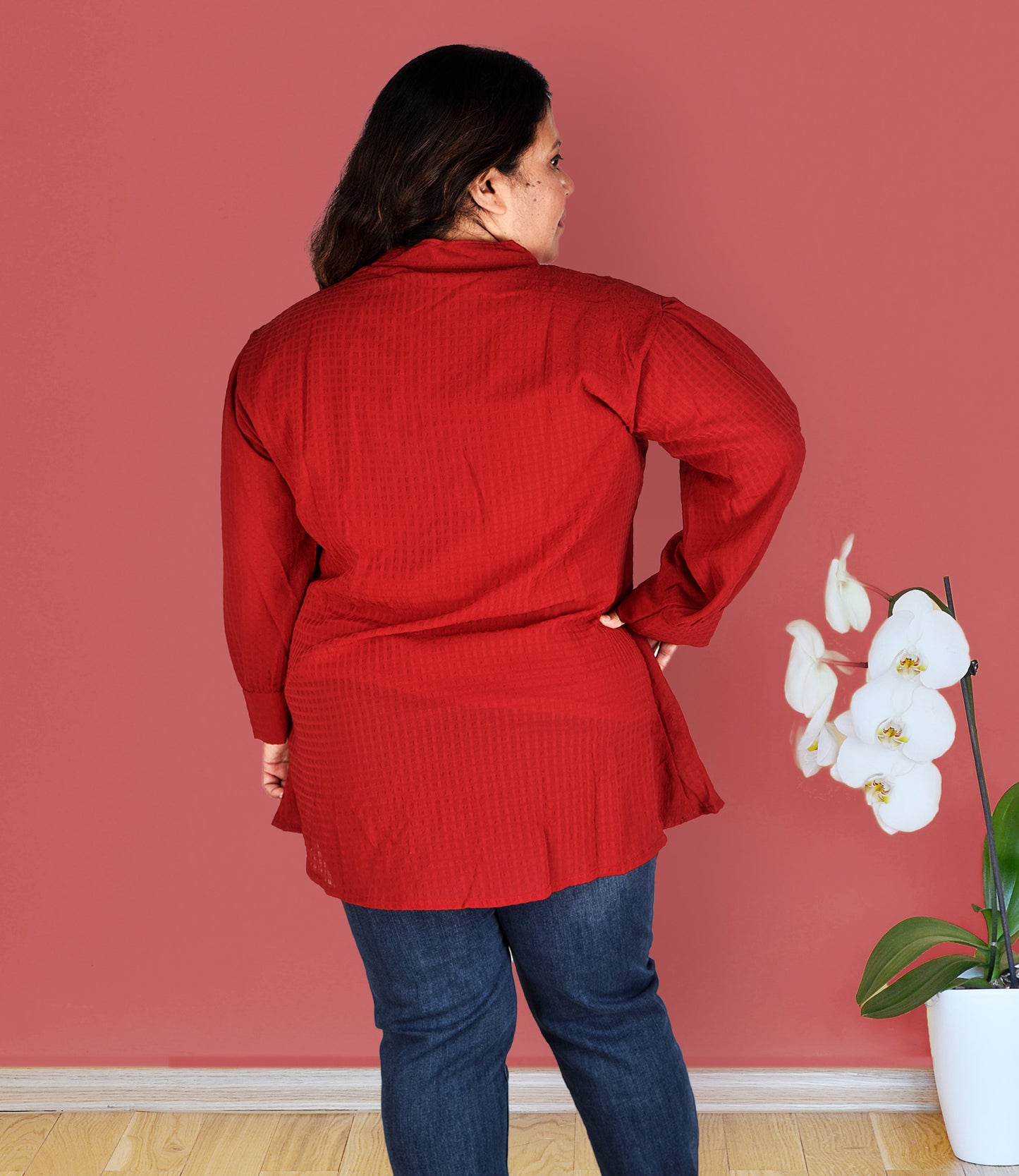Red Plus Size Western Top