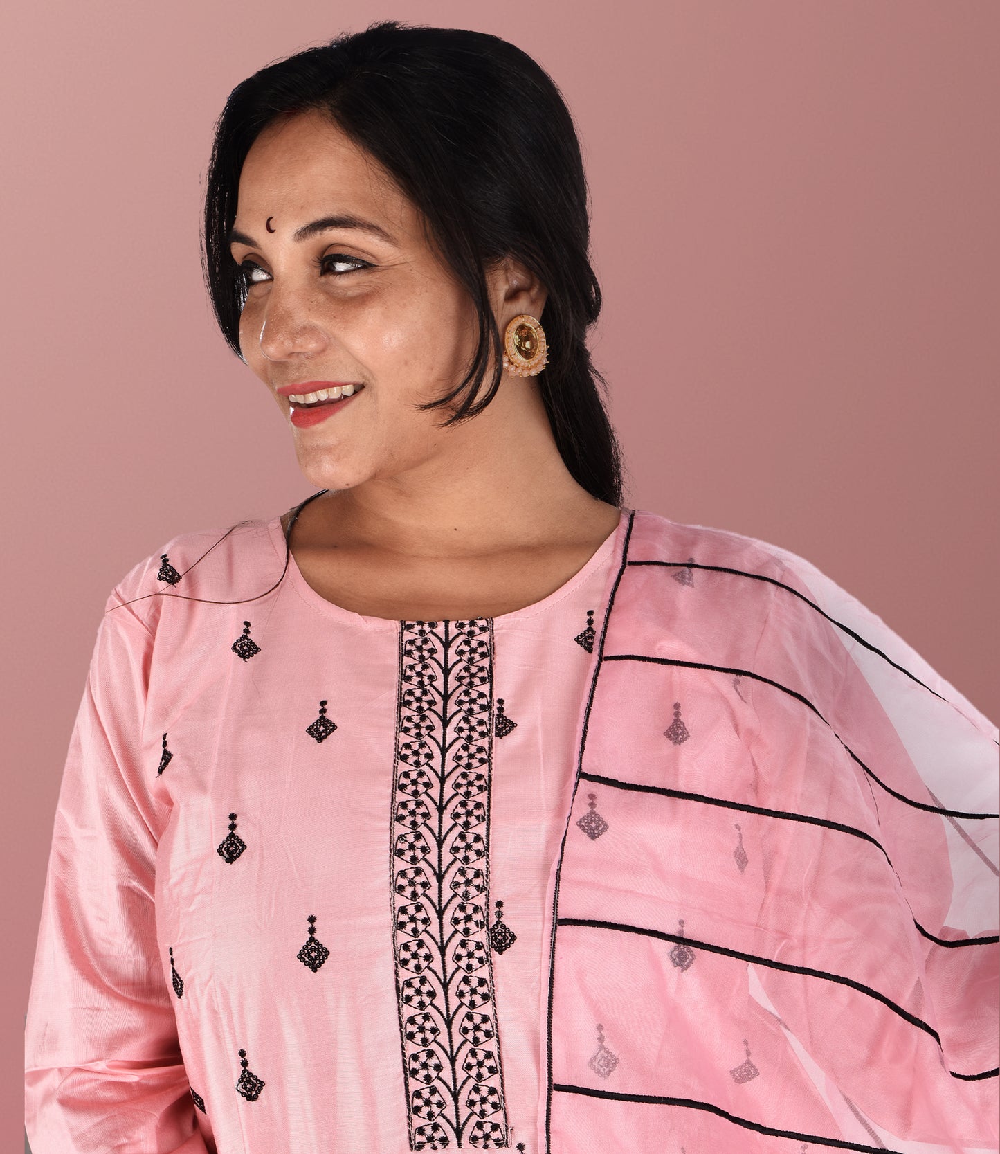 Light Pink Full Sequence Work Kurta with Dupatta Set
