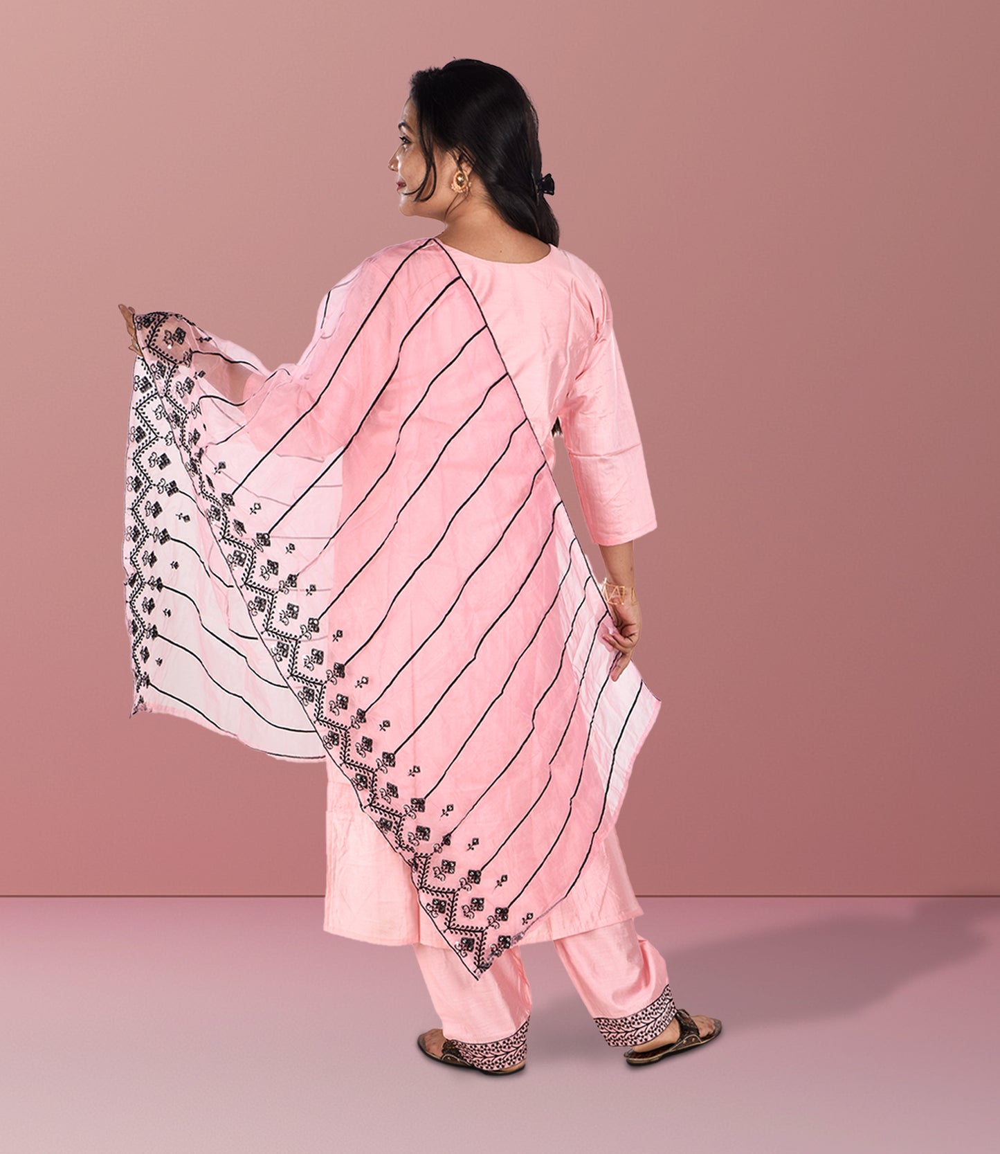 Light Pink Full Sequence Work Kurta with Dupatta Set