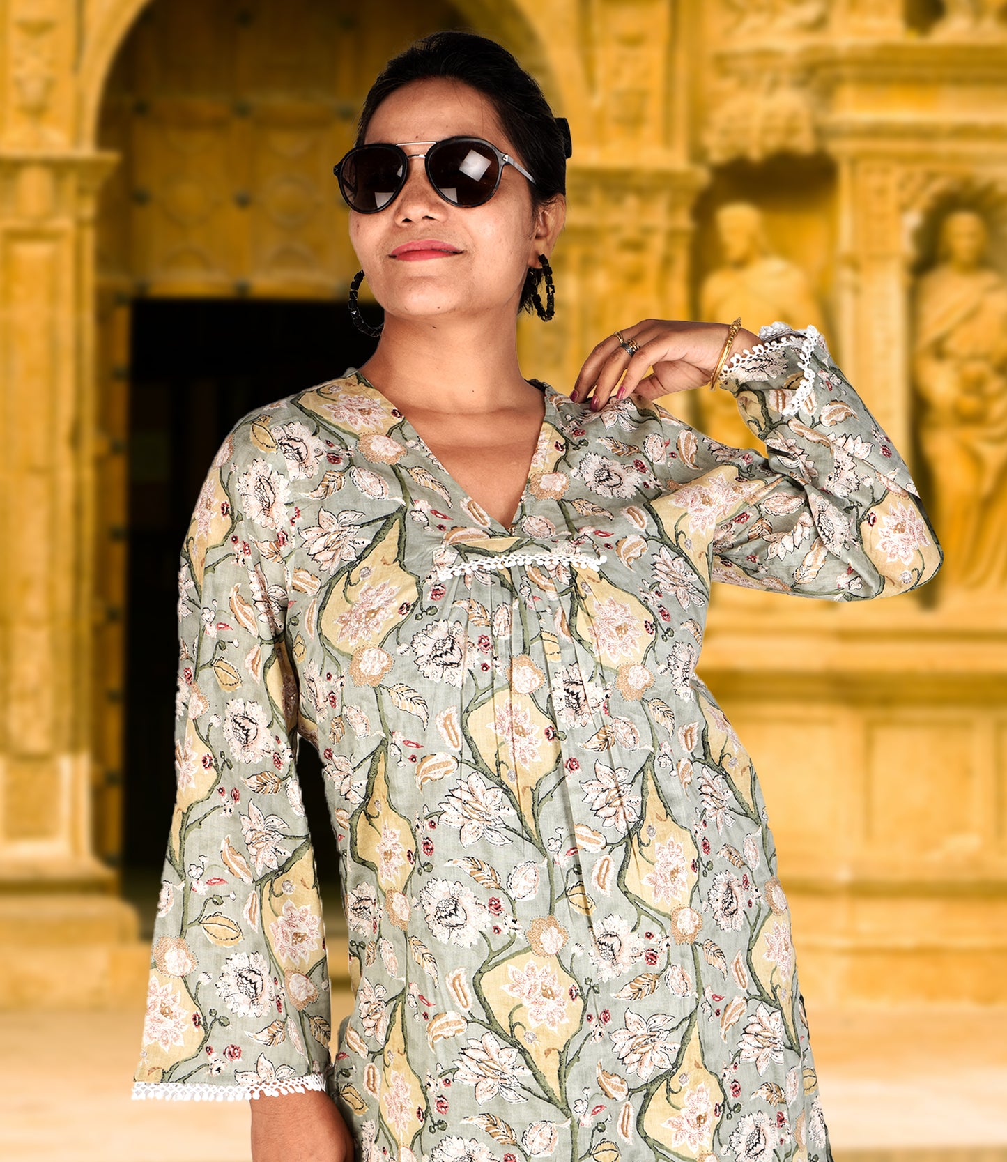 Sea Green Muslin Kurta and Matching Pant Set