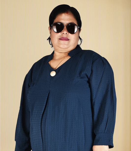 Blue Plus Size Western Top