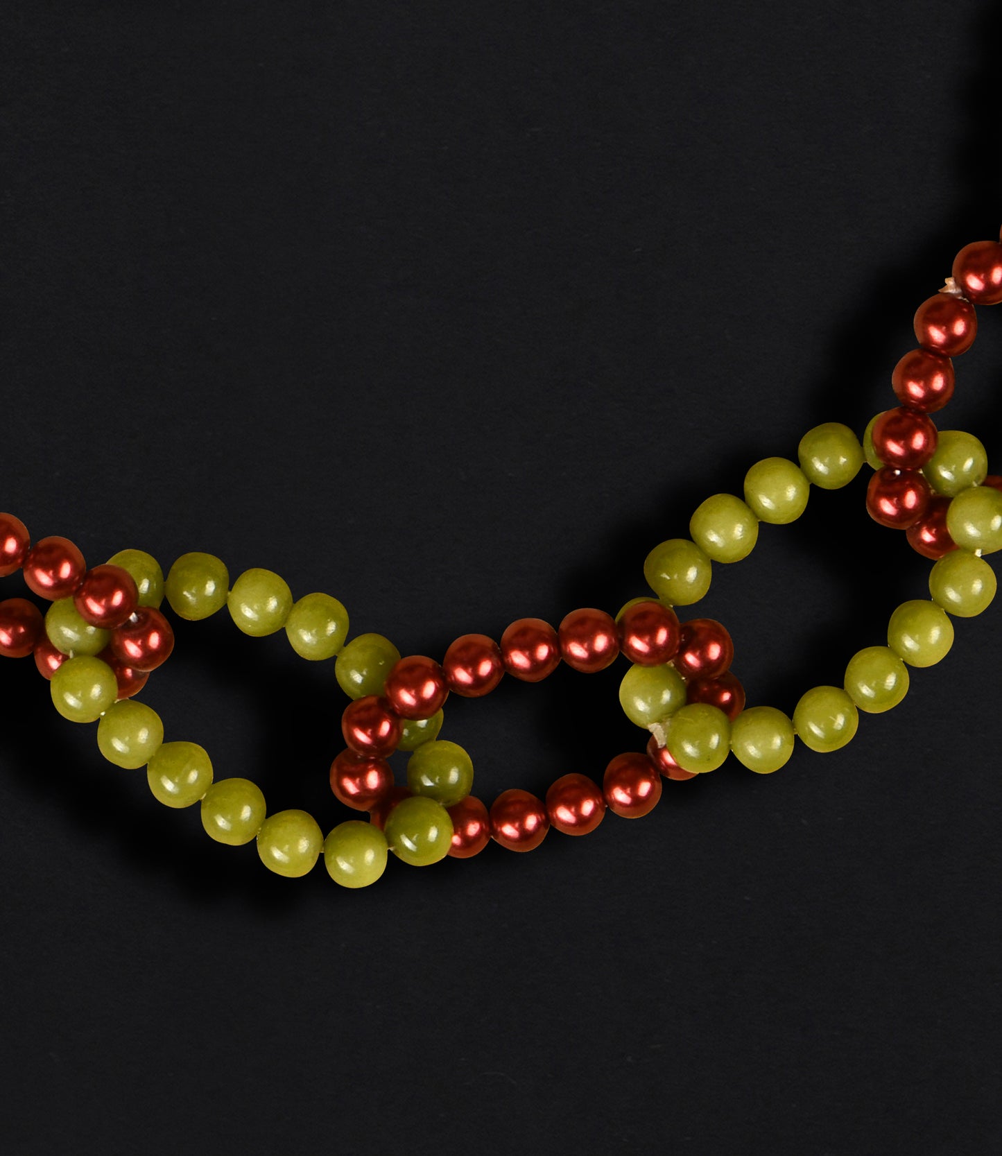 Green and Maroon Beads Long Necklace