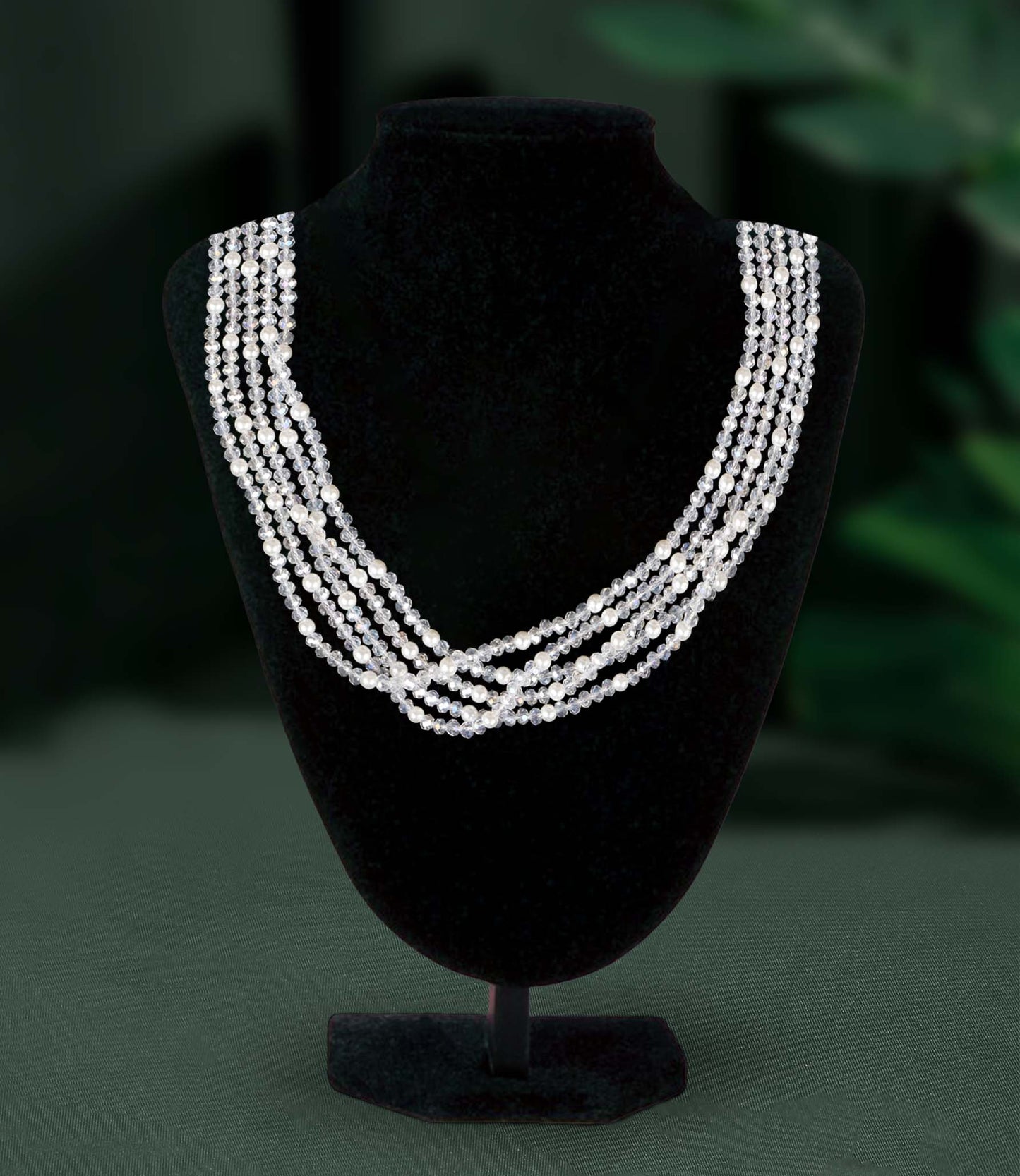 Shiny Multi-Layer White Crystal Magnetic Necklace