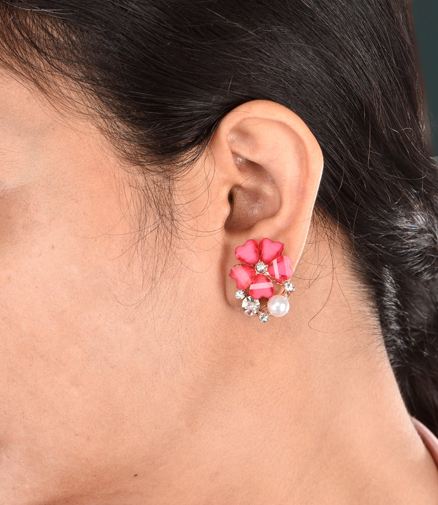 Statement Pink Floral Design Necklace Set