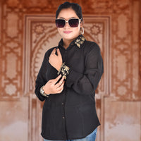 Black Shirt with Golden Embroidery