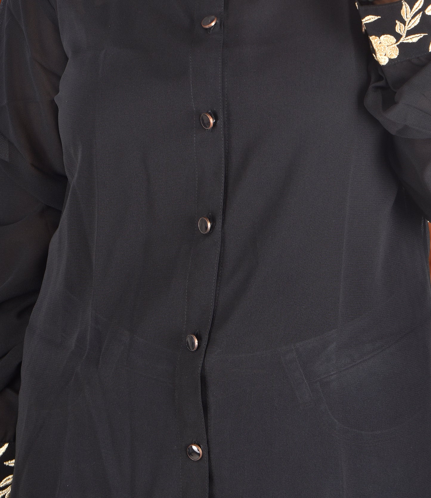 Black Shirt with Golden Embroidery