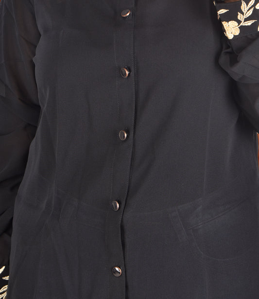Black Shirt with Golden Embroidery