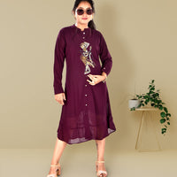 Maroon Knee-Length Dress