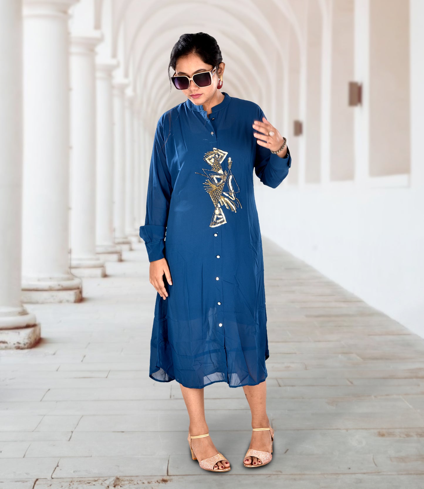 Blue Knee-Length Dress