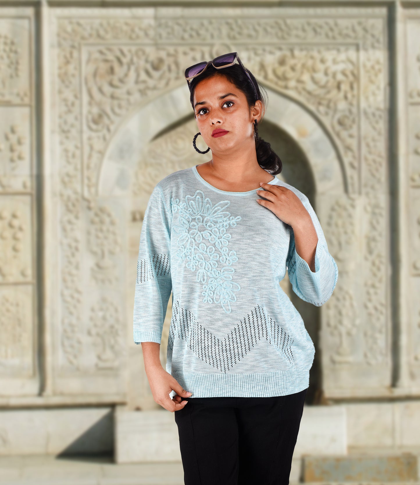 Blue Imported Lycra Western Top