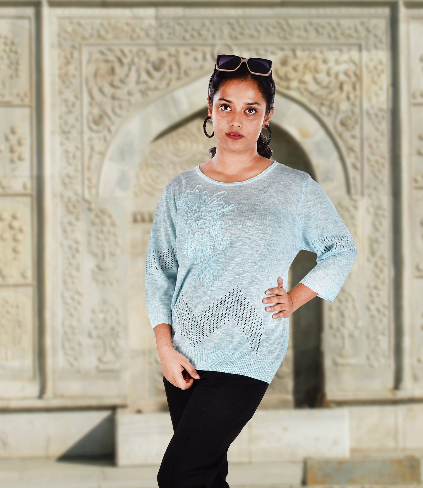 Blue Imported Lycra Western Top