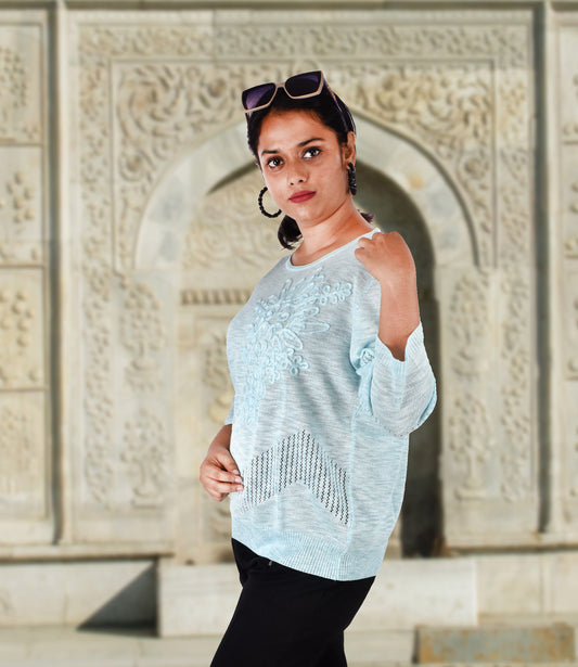 Blue Imported Lycra Western Top