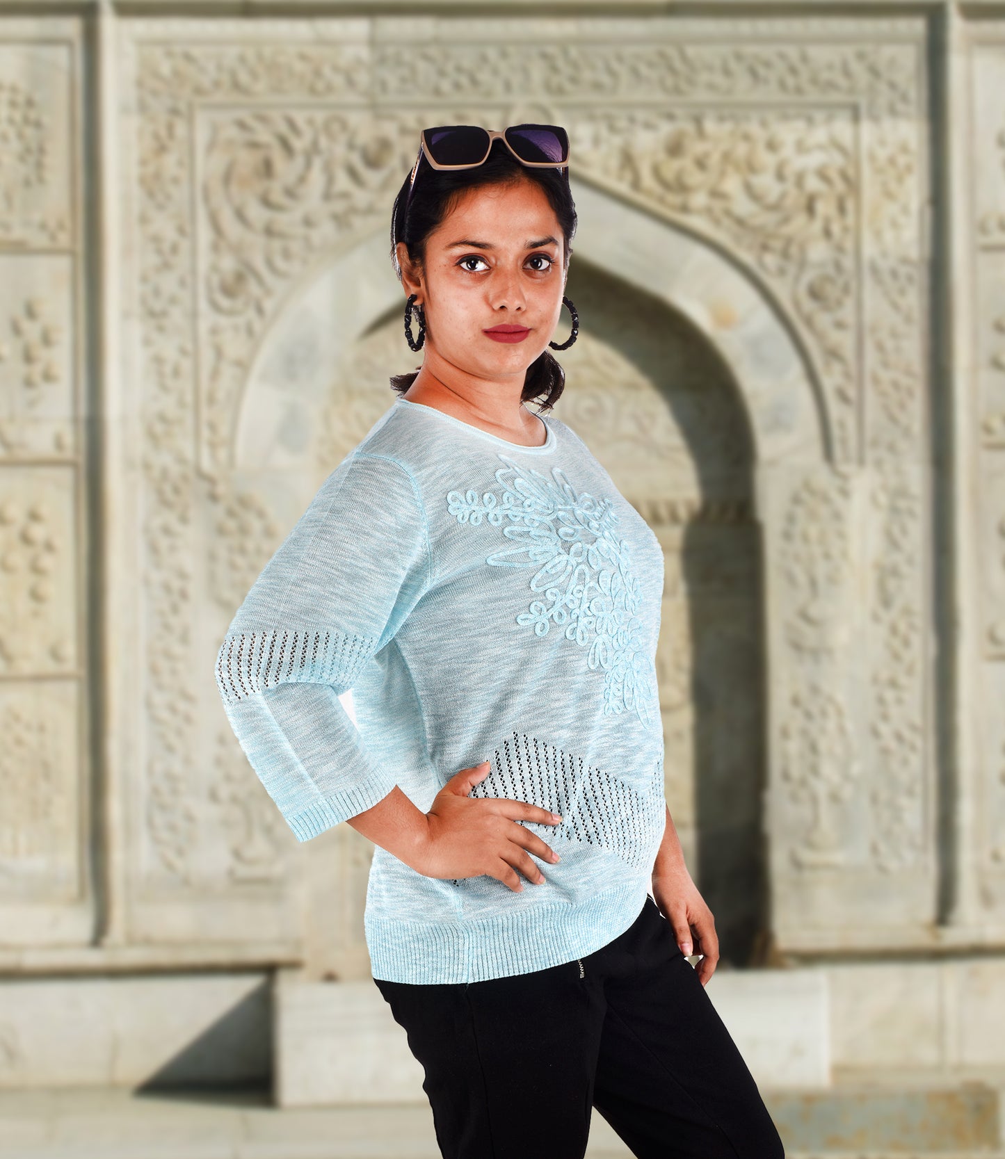 Blue Imported Lycra Western Top