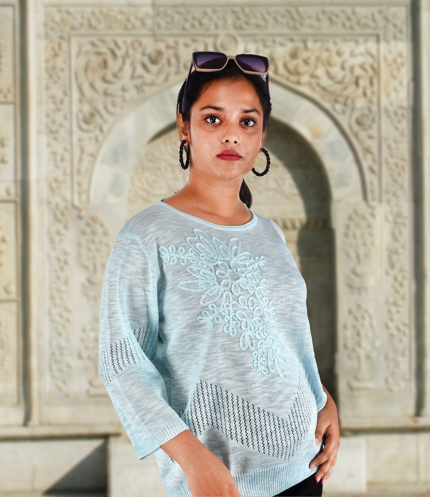 Blue Imported Lycra Western Top