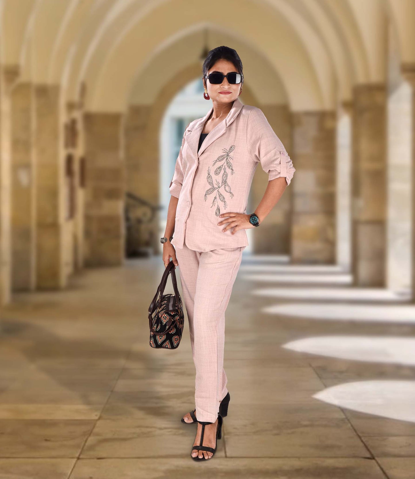Pink Co-ord Set (2-piece set) with Sequin Work