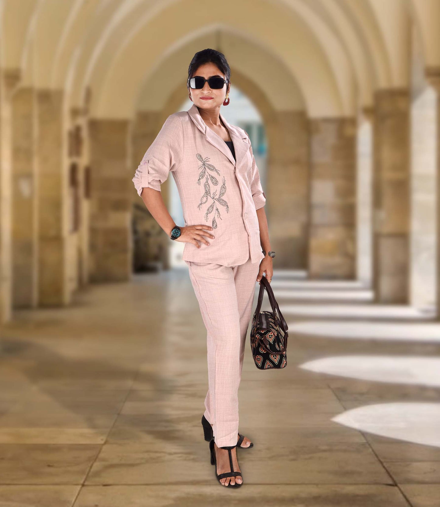 Pink Co-ord Set (2-piece set) with Sequin Work
