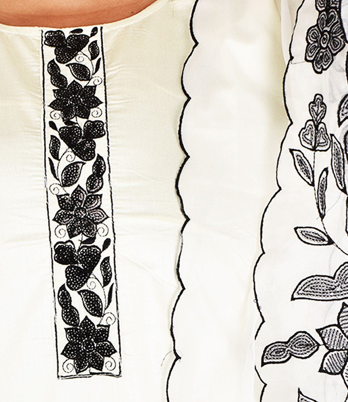 Off-White Full Sequence Work Kurta with Dupatta Set