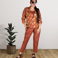 Red Pure Cotton 3-Piece Co-ord Set