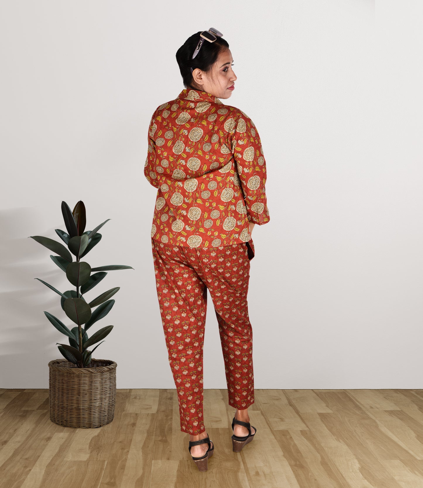 Red Pure Cotton 3-Piece Co-ord Set