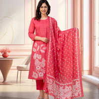 Coral Floral Print Kurta Set