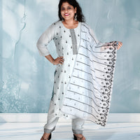 Sky Blue Full Sequence Work Kurta with Dupatta Set