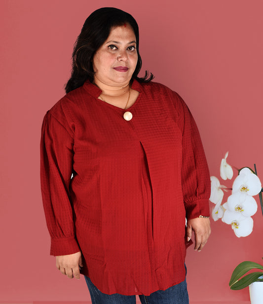 Red Plus Size Western Top