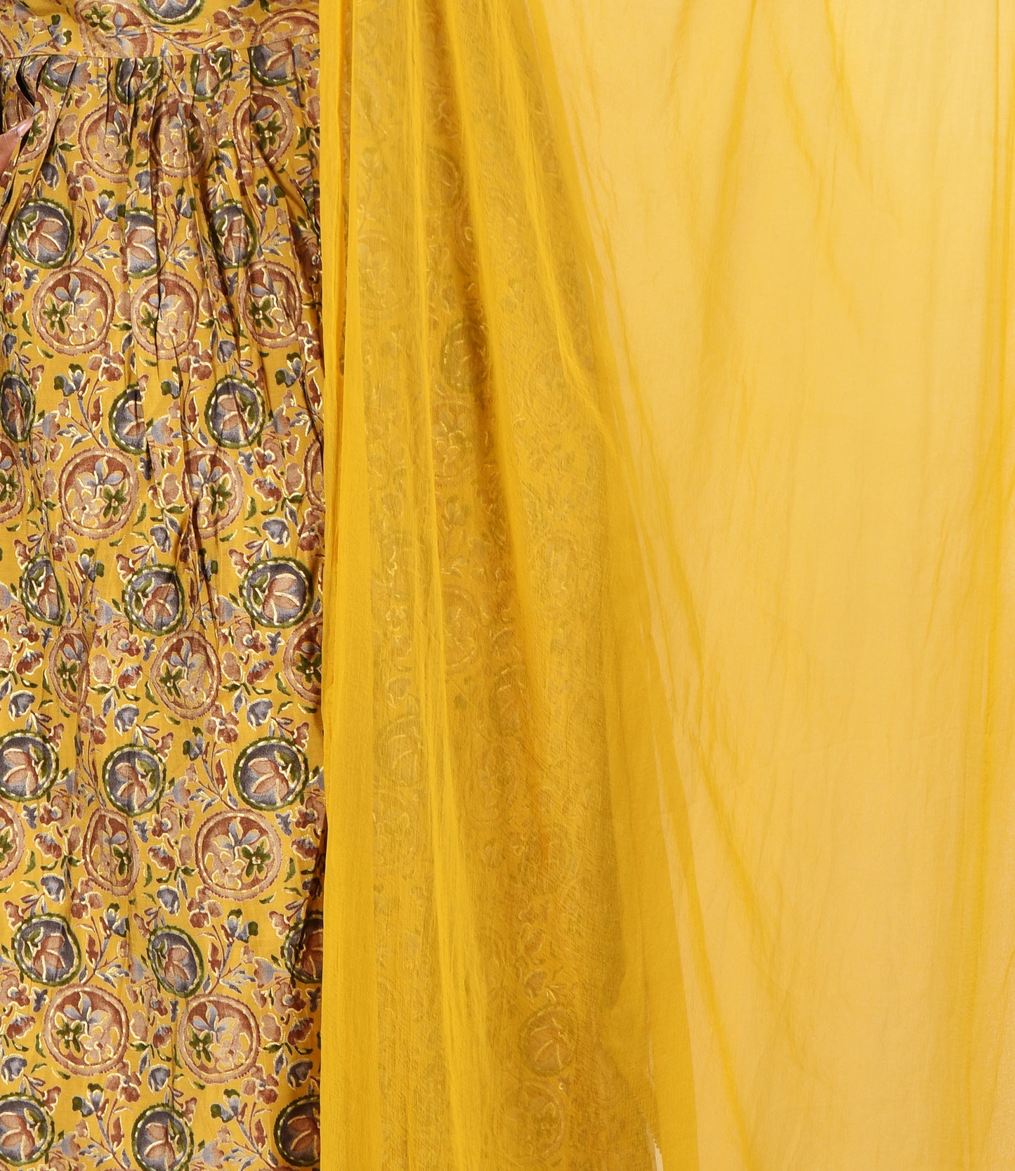 Yellow Viscos Rayon Embroidery Kurta with Dupatta Set