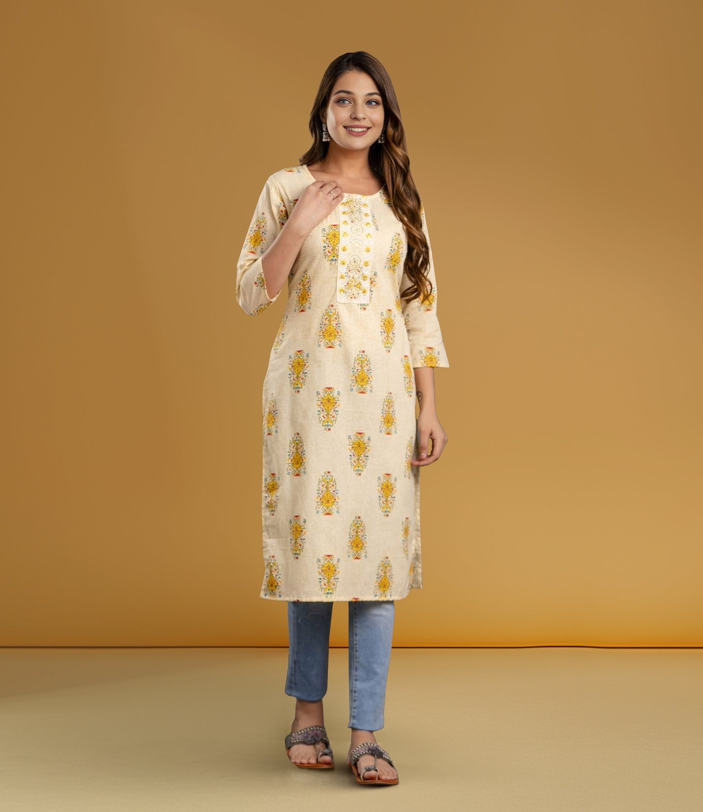 Sunny Floral Charm Cotton Kurta