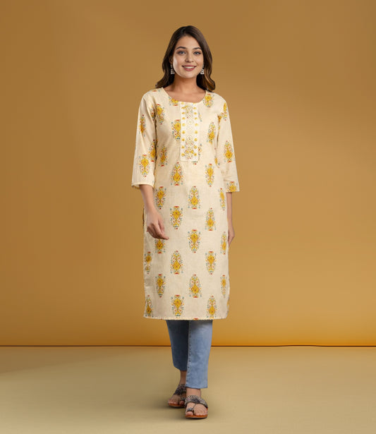 Sunny Floral Charm Cotton Kurta