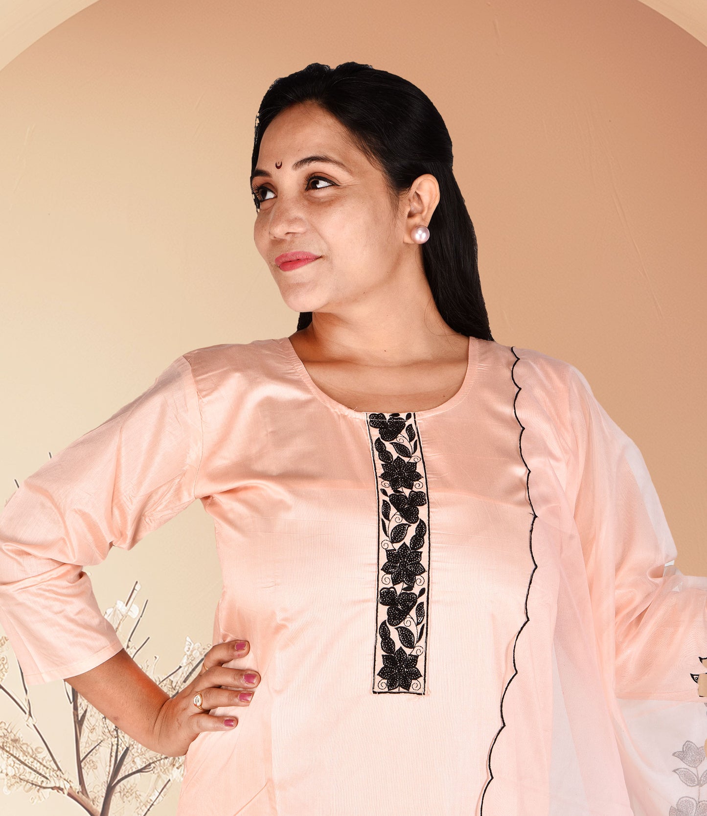 Pink Full Sequence Work Kurta with Dupatta Set