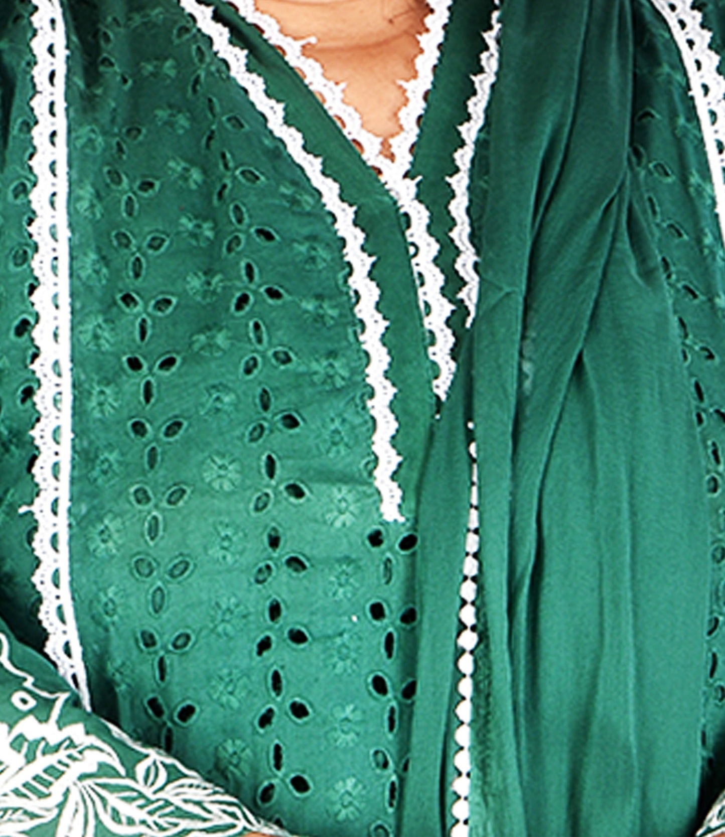 Green Embriodery Kurta with Trousers and Dupatta