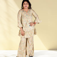 Yellow Colored Muslin Madhubani Print Co-ord Set