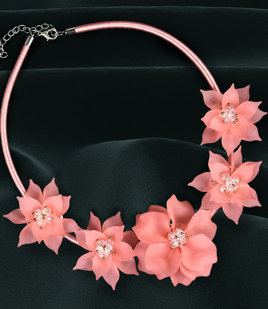 Statement Pink Floral Design Necklace Set