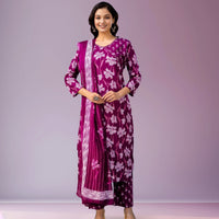 Magenta Floral Print Kurta Set