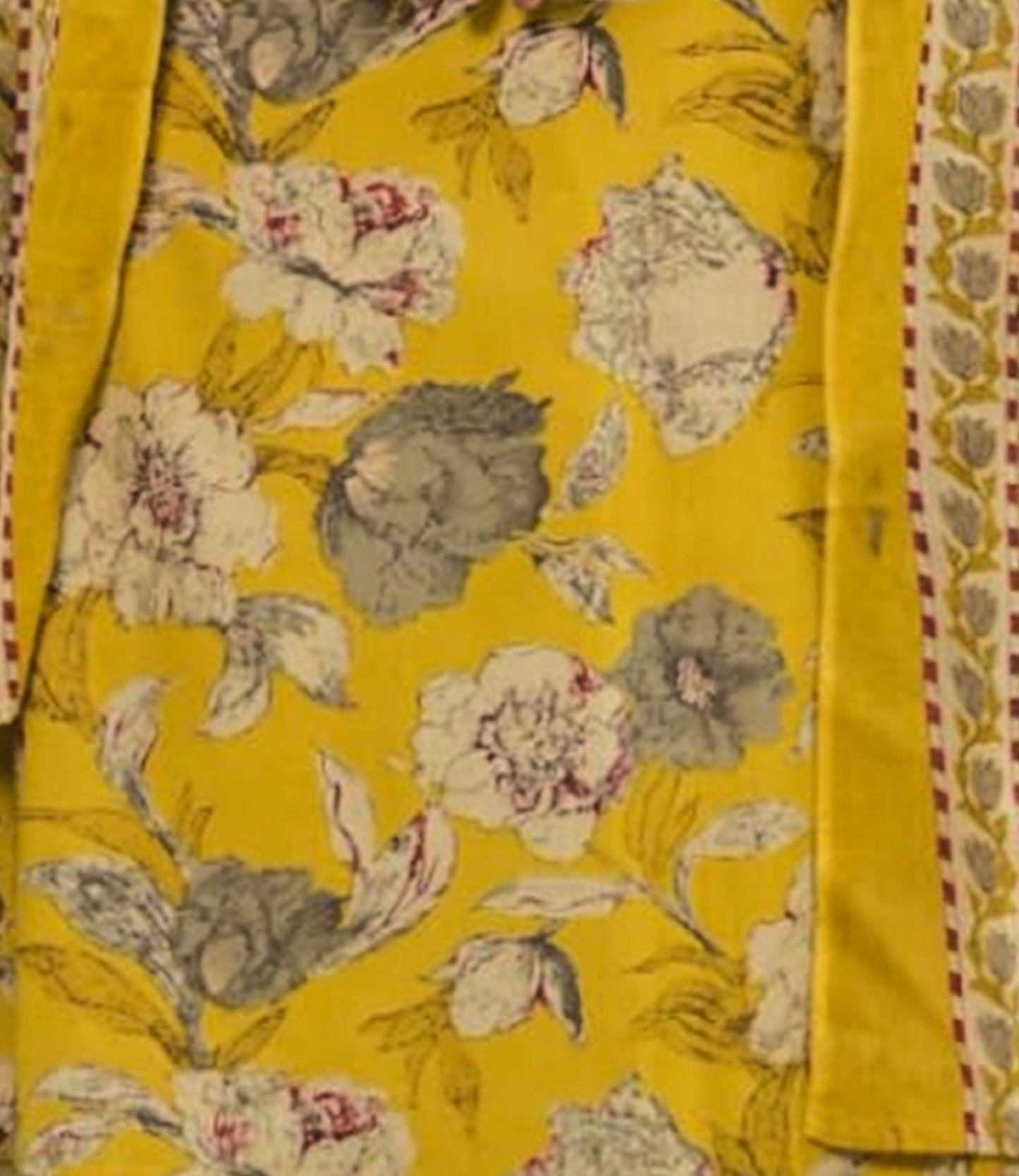 Yellow Cotton Floral Print Salwar Suit