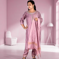 Purple Sequence Kurta with Trousers and Dupatta