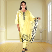 Yellow Full Sequence Work Kurta with Dupatta Set