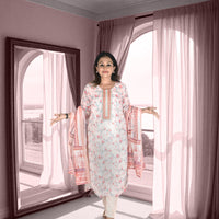 Pink Embroidered Kurta with Trousers and Dupatta