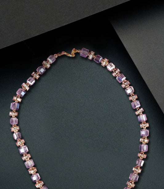 Stunning Rose Gold Color Crystal Choker Necklace Set